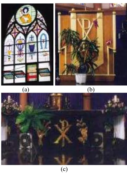 Gambar 5. Tiga jendela pada Panti Imam dan rosewindow  