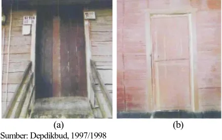 Gambar 19. (a) Model Pintu Masuk Dulu (b) Model Pintu Bilik Dulu 
