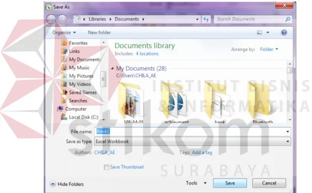 Gambar 4.6 Contoh Menyimpan Data Microsoft Excel 