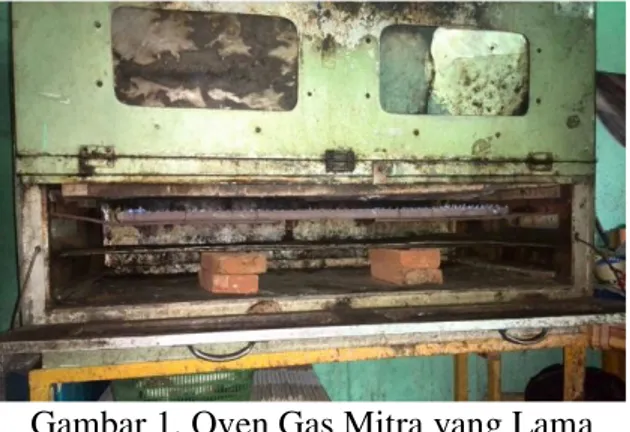 Gambar 1. Oven Gas Mitra yang Lama  Selain itu juga pembeli semakin lama  menunggu  pesanan  wingkonya  jadi,  karena  untuk  memanggang  butuh  waktu  lama  sehingga  kepuasan  pembeli  akan  layanan  mitra  menurun