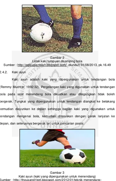 Gambar 2 Letak kaki tumpuan disamping bola 