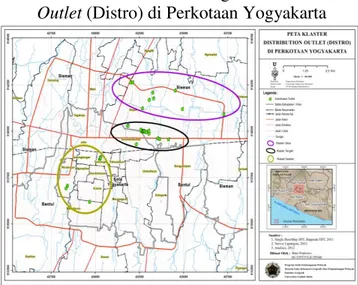 Gambar 3. Peta Perkembangan Distribution  Outlet  (Distro) di Perkotaan Yogyakarta 