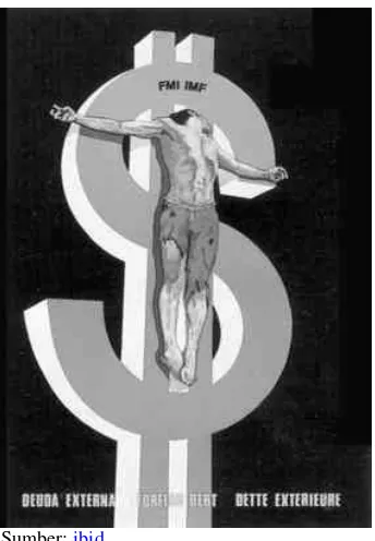 Gambar 14. Poster Kuba “Foreign Debt/IMF”(Rafael Enriquez, 1983)