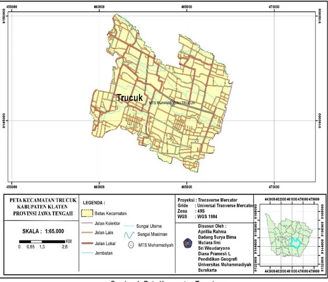 Gambar 1. Peta Kecamatan Trucuk  (Sumber: Peneliti, 2019) 