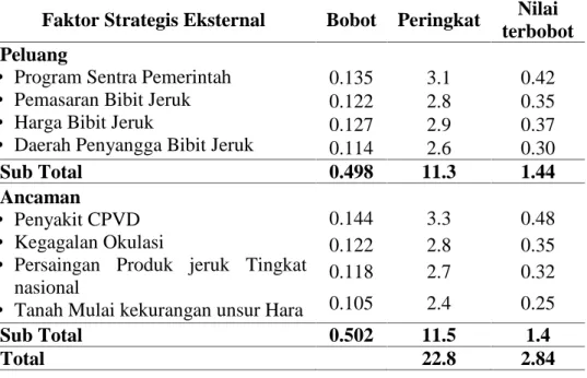 Tabel 4 . Analisis Matriks EFE
