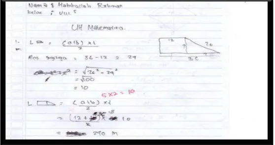 Gambar 2. Contoh lembar jawaban tes akhir kelas kontrol. 