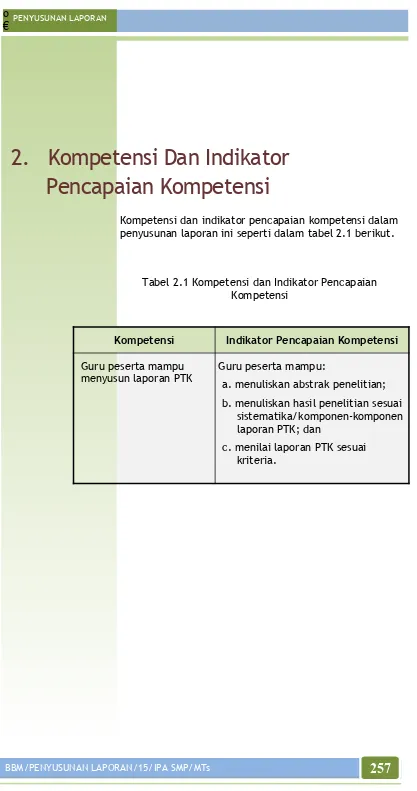 Tabel 2.1 Kompetensi dan Indikator Pencapaian