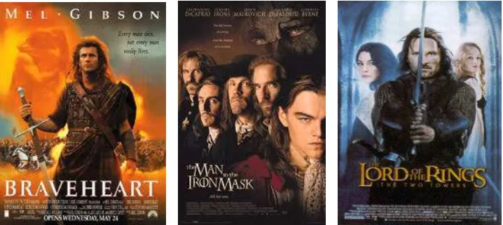 Gambar 5. Poster film Braveheart, The Man In The Iron Mask, The Lord Of TheRings
