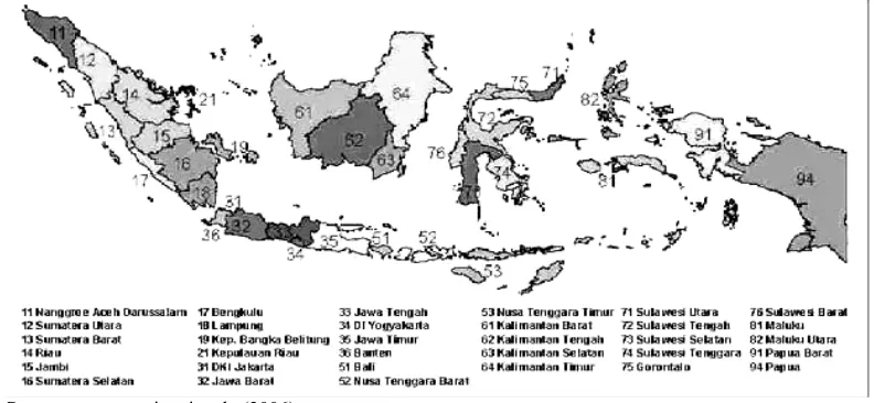 Figure 1. Map Spread of 33 Provinces in Indonesia 