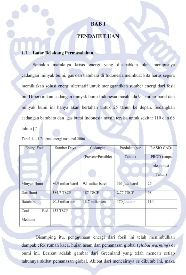 Tabel 1.1-1 Potensi energi nasional 2006 