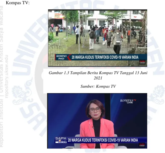Gambar 1.3 Tampilan Berita Kompas TV Tanggal 13 Juni  2021 