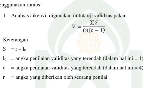 Table 3.2: Kriteria validitas instrumen