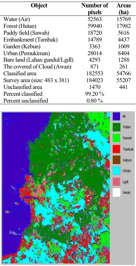 Figure 5. The land covers classification of Marusu, South Sulawesi, Indonesia  