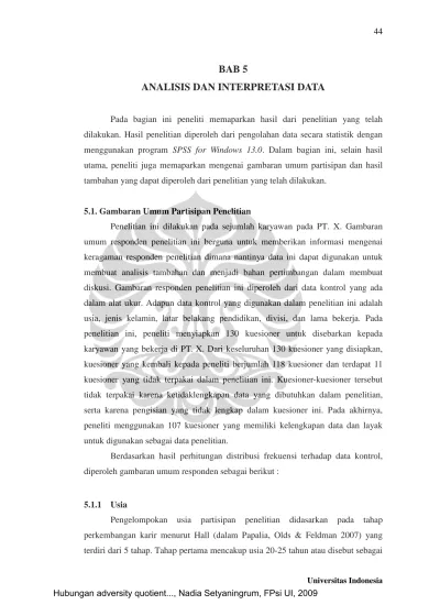 BAB 5 ANALISIS DAN INTERPRETASI DATA