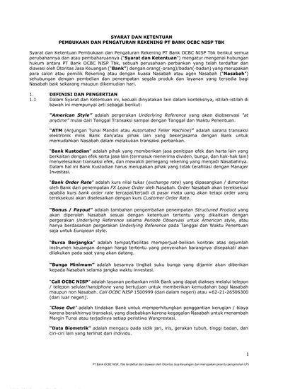 SYARAT DAN KETENTUAN PEMBUKAAN DAN PENGATURAN REKENING PT BANK OCBC ...