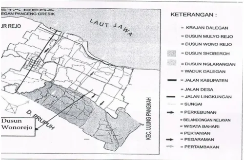 Gambar 1.  Peta Dusun Wonorejo  a.  Visi dan Misi Dusun Wonorejo 