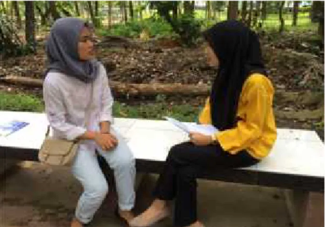 Gambar 5. Proses wawancara informan (SR,Pr,19) yang mengambil lokasi di hutan Universitas Medan Area.