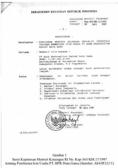 Gambar 1Surat Keputusan Menteri Keuangan RI No. Kep-363/KM.17/1997 