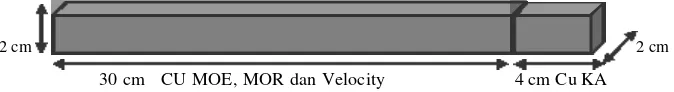 Gambar 1. Contoh uji MOE, MOR dan Velocity dan KA awal 