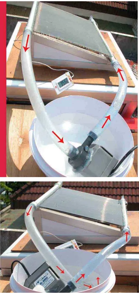 Fig. 6. The water flushing systems on polycar-bonate skylight (closed system on the left) 