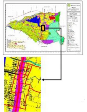 Gambar 1. Lokasi koridor Jalan Gajah Mada terhadap  Kabupaten Sidoarjo  (sumber: BAPPEDA Kabupaten 