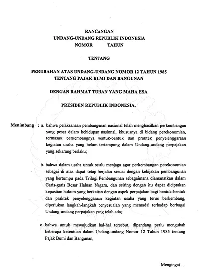 RANCANGAN UNDANG-UNDANG REPUBLIK INDONESIA NOMOR TAHUN TENTANG ...