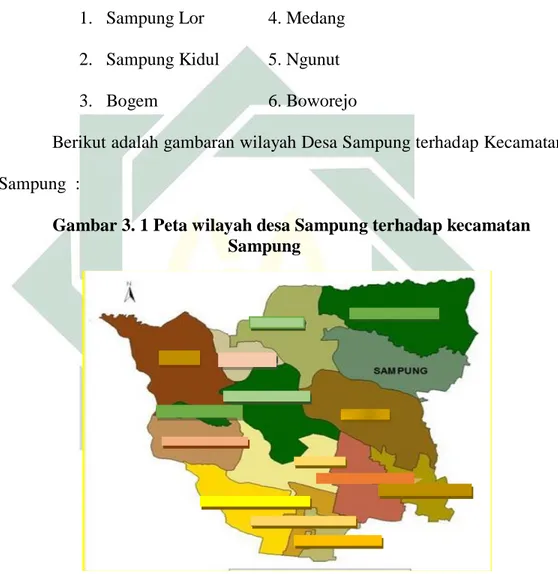 Gambar 3. 1 Peta wilayah desa Sampung terhadap kecamatan  Sampung 