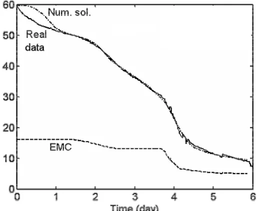 Figure 7. Numerical solution and real data of MC and EMC 