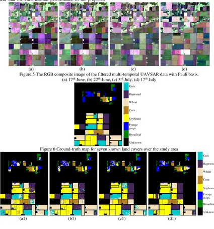 Figure 5 The RGB composite image of the filtered multi-temporal UAVSAR data with Pauli basis