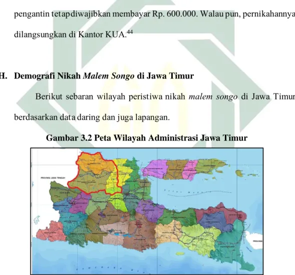 Gambar 3.2 Peta Wilayah Administrasi Jawa Timur 