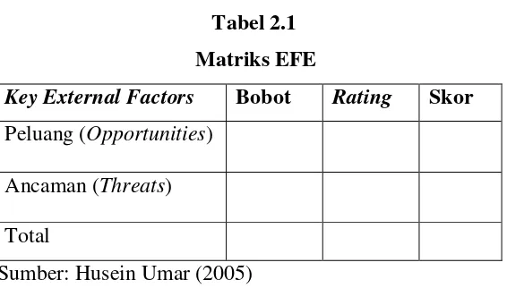 Tabel 2.1          Matriks EFE 
