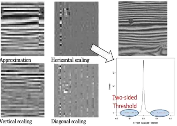 Figure 4.  The wavelet transform of the original image with the density estimate from the Horizontal scaling  