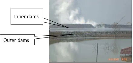 Figure 1. Inner and Outer Embankment Dams During Lusi Eruption on May 2007. 