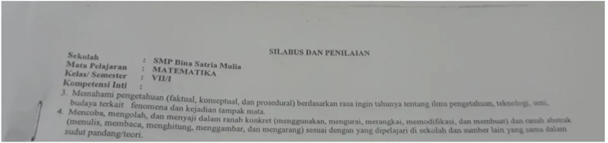 Gambar 4.2 Identitas silabus guru SMP Bina Satria Mulia Medan 