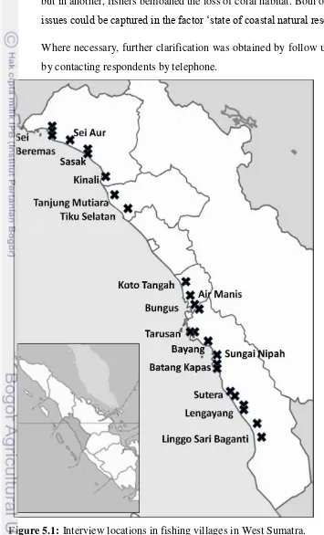 Figure 5.1: Interview locations in fishing villages in West Sumatra. 