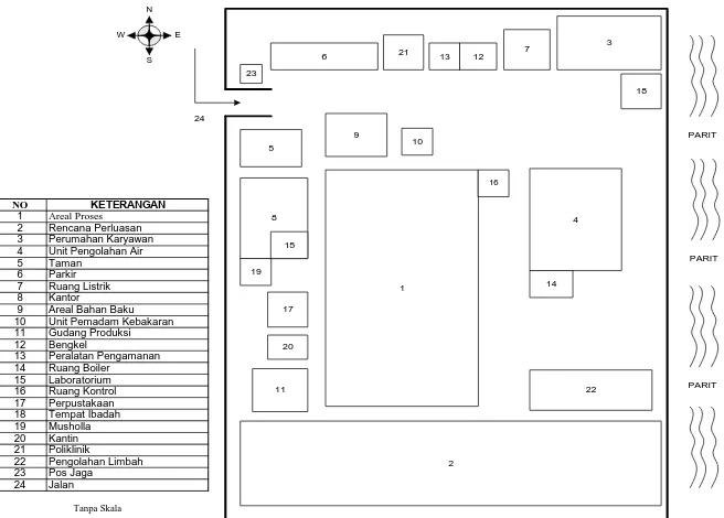 Gambar 8.1 Tata Letak Pra Rancangan Pabrik Pembuatan Asam Oleat dari CPO 
