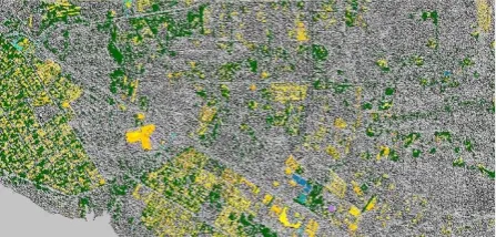 Figure 3: Comparison of land-cover, with shadows, to original PAN-merged imagery 