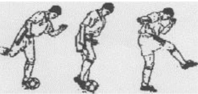 Gambar 1: Teknik Mendang Bola, Suparno (2008:4) 