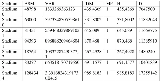 Tabel 3.1 Nilai parameter GLCM 