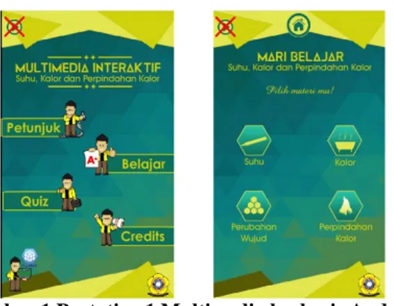 Gambar 1 Prototipe 1 Multimedia berbasis Android  3.3  Tahap Evaluasi 