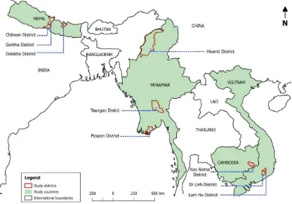 Figure 1. Location of the nine case studies 