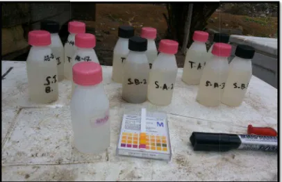 Gambar Lampiran 5. Sn 5. Sampel air diawetkan dengan asam nitrat HNmendapatkan pH ≤ 2 HNO3 pekat untuk