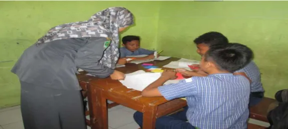 Gambar  4.2 Guru Memberikan Bimbingan Dan Memotivasi Siswa Dalam  Diskusi Kelompok  