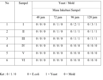 Tabel 4.2. Tabel Jumlah Mikroorganisme dari Sampel 