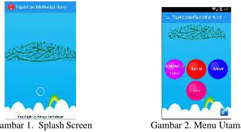 Gambar 1. Splash Screen Gambar 2. Menu Utama