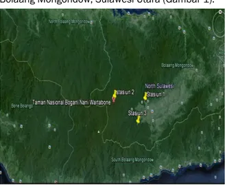 Gambar 1.  Peta lokasi  penelitian  Taman Nasional  Bogani Nani Wartabone 