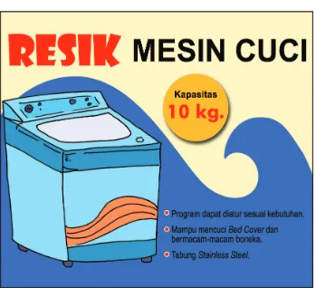 Gambar di atas merupakan iklan media cetak yang menawarkan produk mesin cuci dengan merk “Resik”