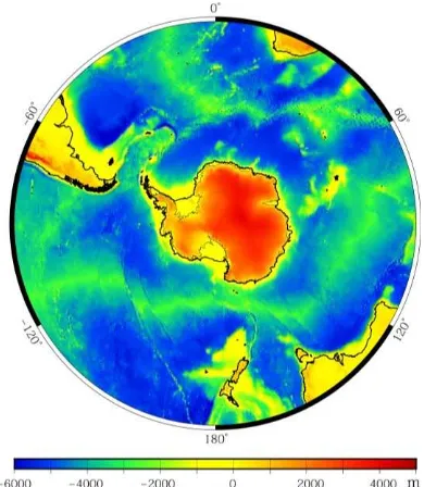 Figure 1. Bathygram of oceans southward of 30 °S, the black 