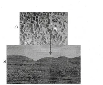 Gambar 3. Kcnampakan  karst  dari Foto  Udara (a) dan lapangan  (b)