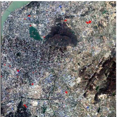 Figure 1. The sample villages dispatch (red area in the image) 